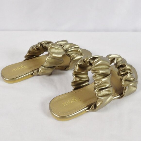 Mod X Gathered Strap Sandals Metallic Gold - Picture 7 of 8